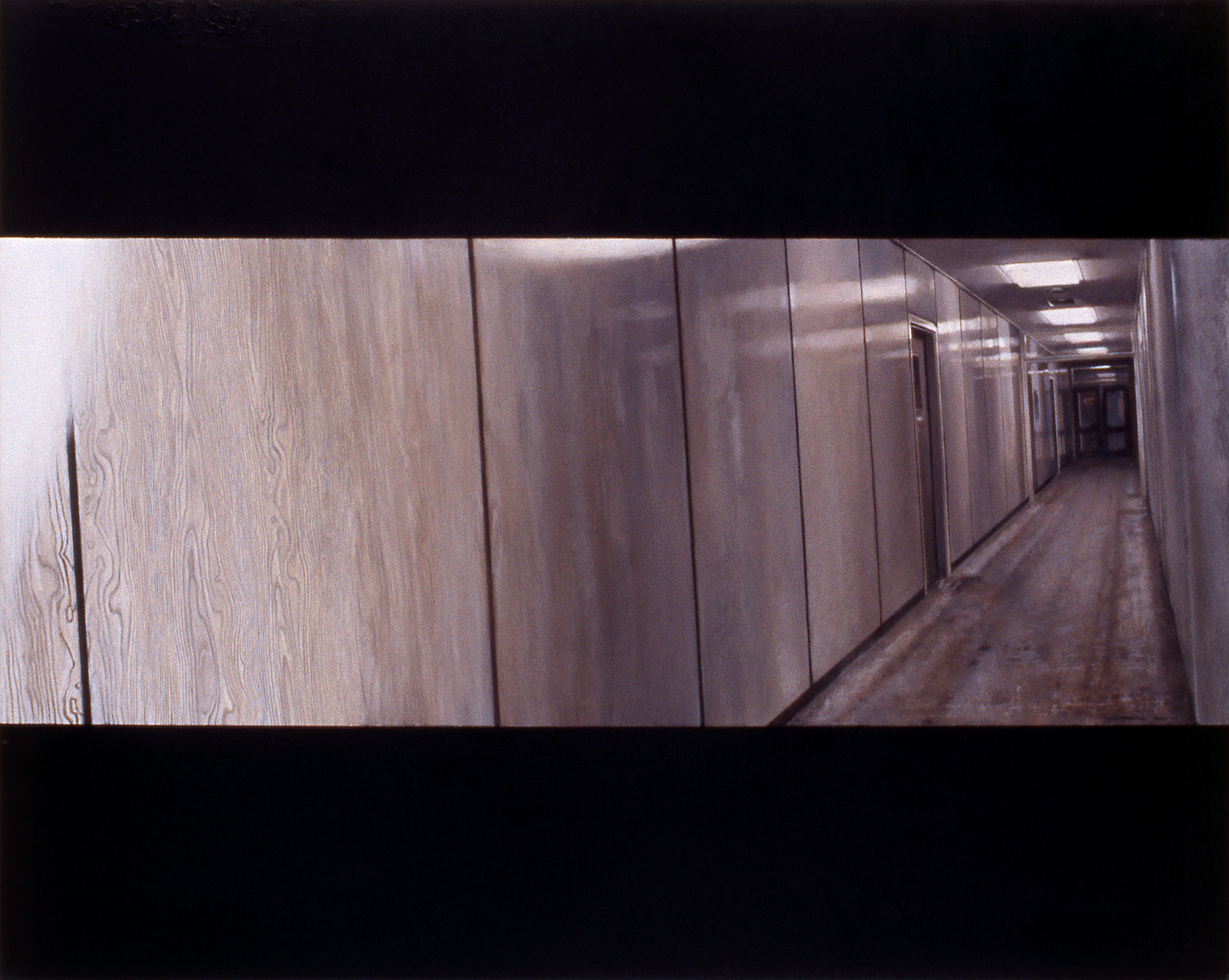 Scene (Grey Corridor), 2001, oil on canvas, 610 x 760mm, private collection